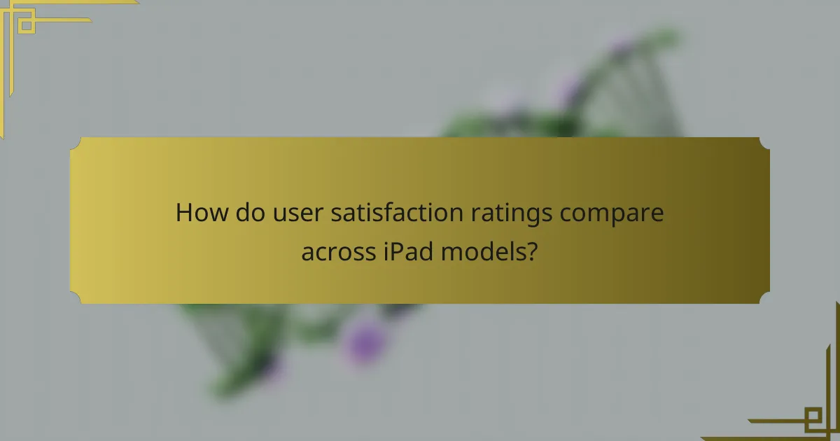 How do user satisfaction ratings compare across iPad models?