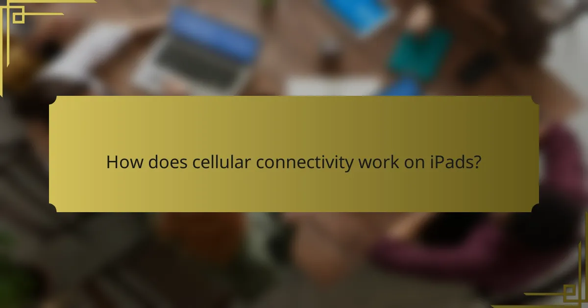How does cellular connectivity work on iPads?