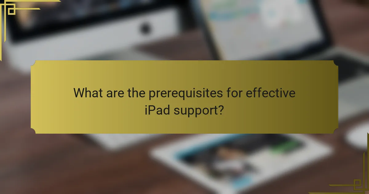 What are the prerequisites for effective iPad support?