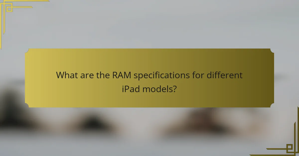 What are the RAM specifications for different iPad models?