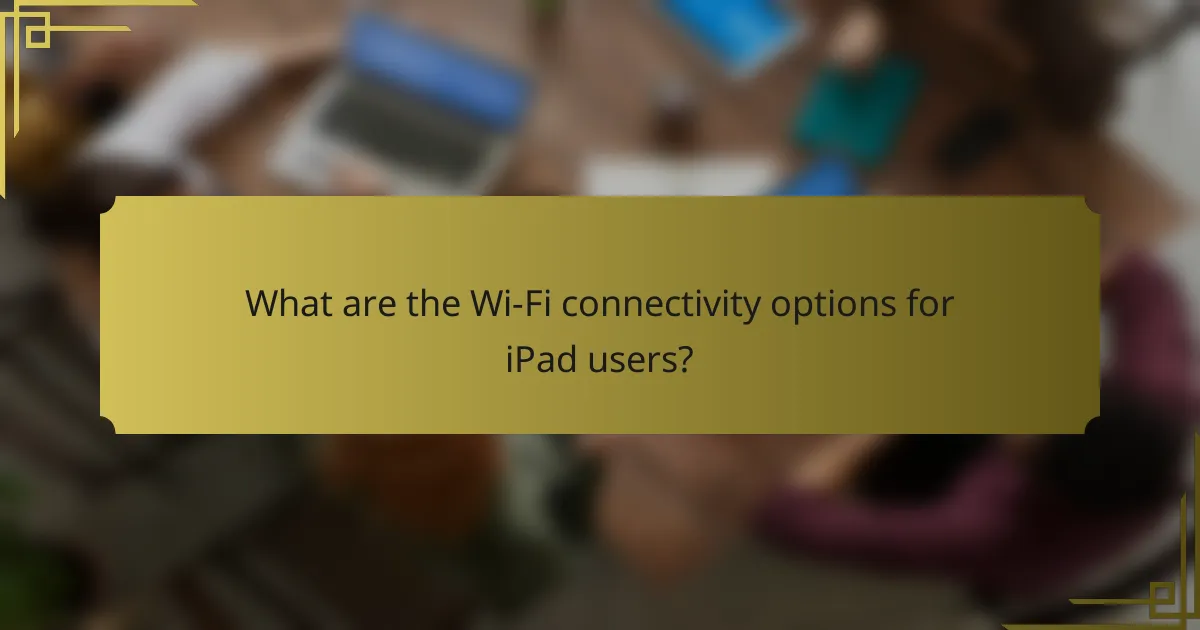 What are the Wi-Fi connectivity options for iPad users?